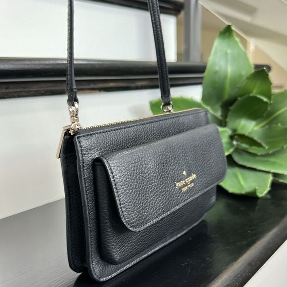 Kate Spade New York Leila genuine, leather Crossbody shoulder clutch handbag - Picture 1 of 12